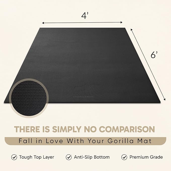 Gorilla Mats Large Exercise Mat – 6'x4', Flat Fitness, Yoga & Weight Lifting - Image 7