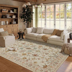 Rugxara Floral Rug for Living Room Bedroom, 5x7 Washable Rug, Vintage Boho Area - Image 3
