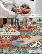 SERISSA Boho Washable Runner Rug, 2x6 Rug Runner Non-Slip Vintage Orange - Image 2