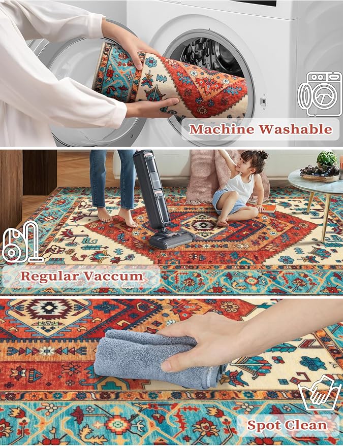 SERISSA Runner Rug for Hallways, 3x8 Washable Non Slip Kitchen Runner Rug - Image 3