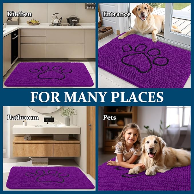 OLANLY Dog Door Mat for Muddy Paws 30x20, Paw Print Design, Absorbs Moisture - Image 8