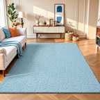 4x6 Blue Washable Area Rug for Bedroom, Leaf Geometric Patter Shag Non-Slip by VisittheFlagover