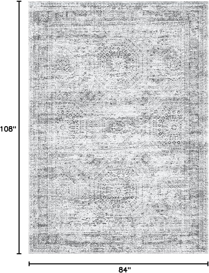 Soalmost 7x9 Area Rug for Living Room Washable Abstract Vintage Soft Thin - Image 2