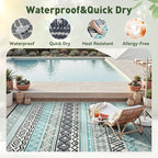 MontVoo Outdoor Rug Carpet Waterproof-Patio Rug Mat 9x12 Reversible RV Outdoor - Image 2