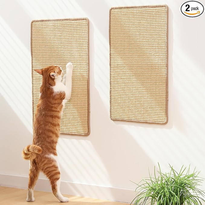 FUKUMARU 2 Packs Cat Scratching Mat, 23.6 x 15.7 Inch Natural Sisal Cat Scratch by FUKUMARU