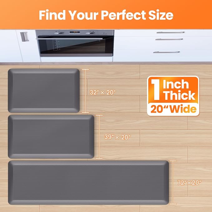 Kitchen Mats for Floor, 1 Inch Extra-Thick Kitchen Rugs, Non-Slip & Waterproof - Image 8