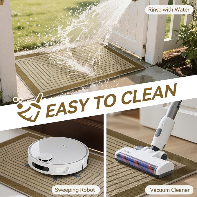 Front Door Mat 17''x30'', Absorbent Dirt Resist Washable Non Slip Low-Profile - Image 5