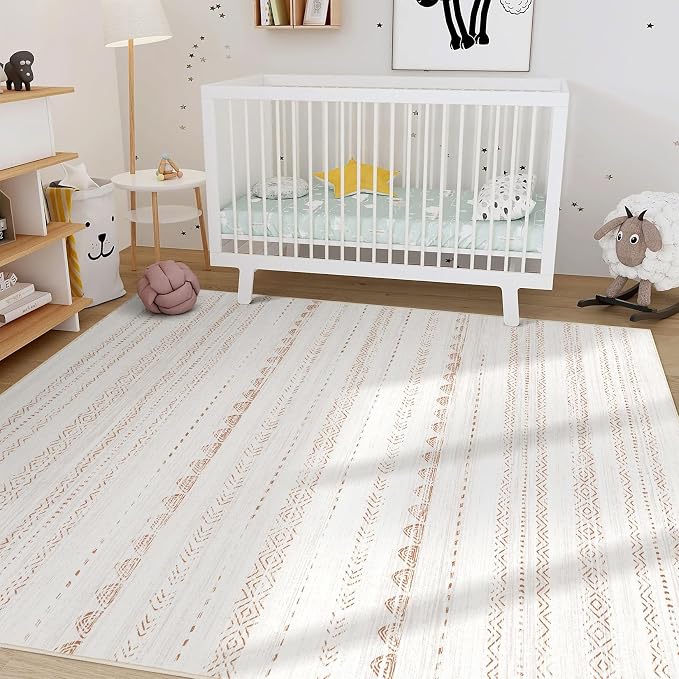 Nakagishi Area Rug Living Room Rugs: 4x6 Soft Machine Washable Boho Neutral - Image 6
