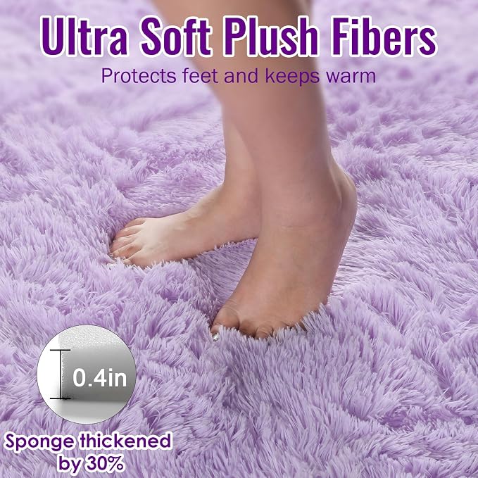 PAGISOFE Fluffy Purple Rug 2' x 6' Shaggy Runner Rugs - Image 3