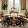 RELEANY Area Rugs Round 5ft Washable Non-Slip, Floral Vintage Distress by RELEANY