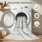 Nakagishi Green Rug Living Room 5x8: Washable Boho Large Neutral Farmhouse Soft - Image 2