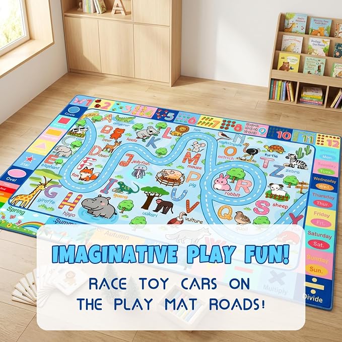 ABC Rug with Alphabet Animals Numbers Shapes, Kids Rugs - Image 7