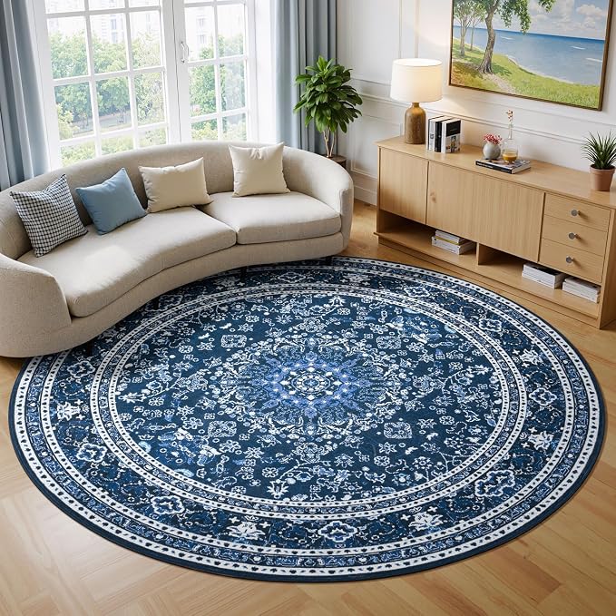 Lessymo 6FT Washable Round Area Rugs by Lessymo