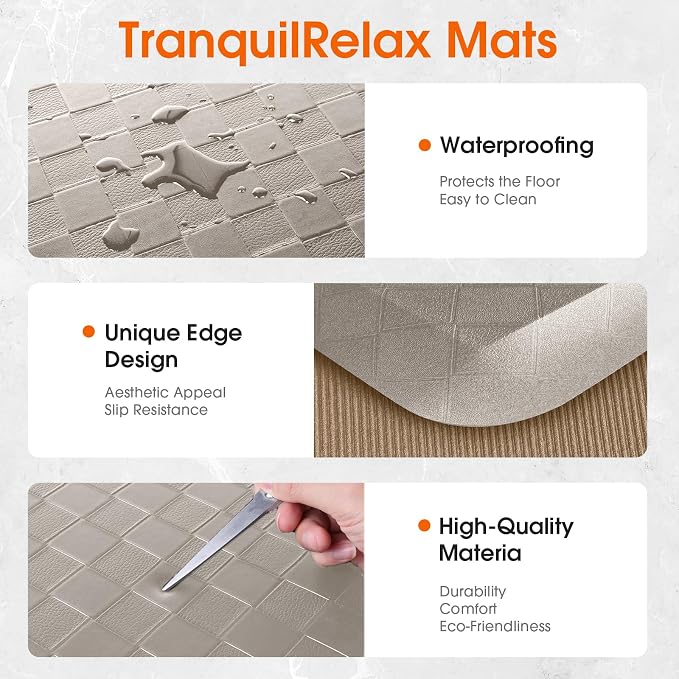 TranquilRelax 4/5 Inch Thick Anti-Fatigue Kitchen Mats 2Pcs, Cushioned Non-Slip - Image 3