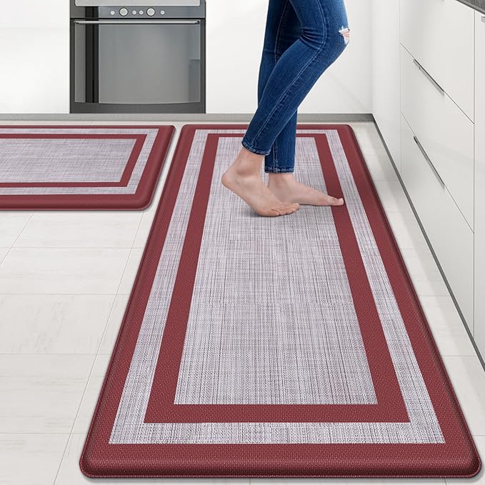 Mattitude Kitchen Mats Set of 2 Cushioned 0.47 inch Thick Rugs Non-Skid by Mattitude