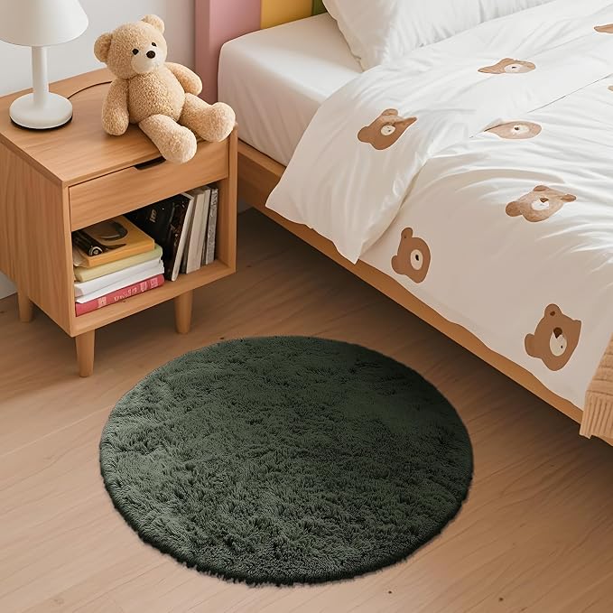 OLANLY Olive Green Round Rugs for Bedroom - Image 3