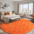 Round Orange Rug for Bedroom, 8 ft Circle Area Rugs for Living Room, Soft Large - Image 2