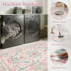 Coquette Pink Bow Rug 5x7, Washable Floral Area Rug - Image 6