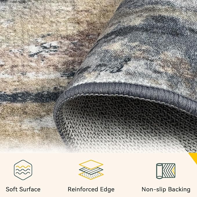 RELEANY Washable Area Rugs 9'x12' Non-Slip Modern Abstract Soft - Image 4