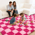 Checkered Rugs for Living Room 6x9, Ultra Soft Fluffy Rug for Bedroom, Modern - Image 7