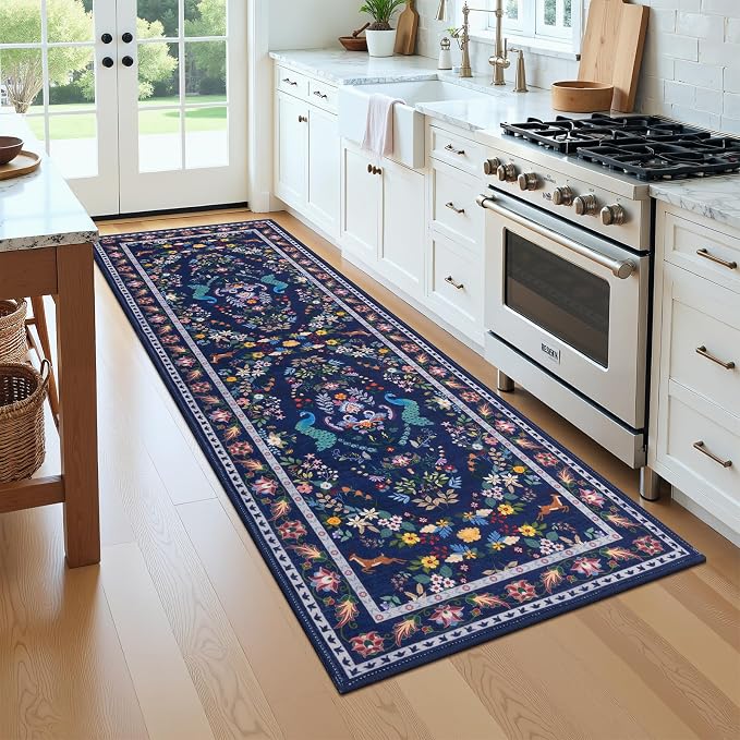HEBE Washable Hallway Runner Rug 2'x 6' Non Slip Kitchen Rugs Runner, Low Pile - Image 9