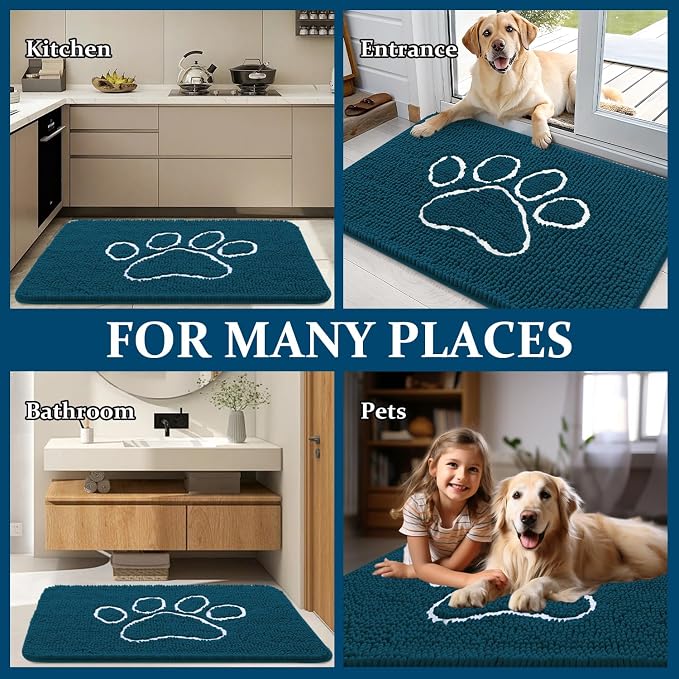 OLANLY Dog Door Mat for Muddy Paws 54x24, Paw Print Design, Absorbs Moisture - Image 8