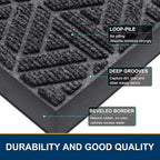 Smiry Front Door Mat Outside Entrance, Heavy Duty Sturdy Natural Rubber Doormat - Image 3