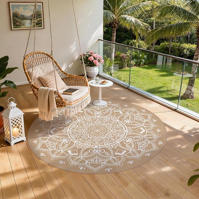 Pauwer Waterproof Outdoor Rug 8ft, Reversible Plastic Straw Patio Camping Rug - Image 6