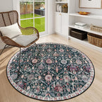 Lahome Moroccan Trellis Round Area Rugs, Washable Small Round Rug 3ft Non-Slip by Lahome