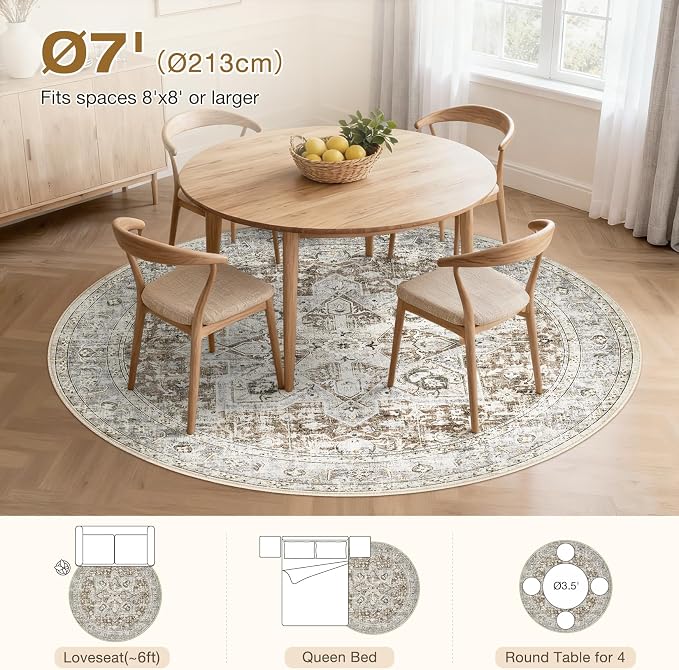 Tortania 7' Round Area Rug Living Room Rugs - Image 6