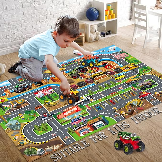Oriate Kids Toy Dream Mat Monster Truck Activity Playmat, Ideal Children's - Image 2