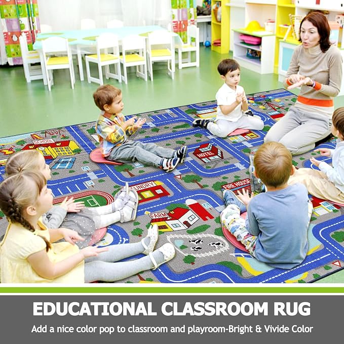 Capslpad Blue Car Road Kid Rug Carpet Playmat - Image 7