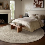 6ft Washable Round Rugs for Bedroom: Circle Living Room Rug Vintage Non Slip - Image 2