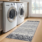 KUTA Moroccan Washable Runner Rugs 2x5, Non-Slip Vintage Black Navy Blue Boho - Image 3