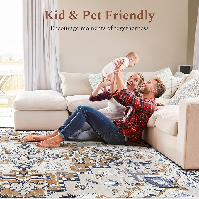 Rugflix 5x7 Area Rug for Living Room, Machine Washable Area Rugs - Image 9