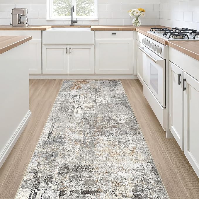 Runner Rug Kitchen Washable Rugs: 2x6 Non-Slip Abstract Soft Modern Stain by LOONGRUG