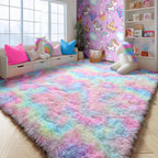 PAGISOFE 4x6 Rainbow Fluffy Soft Plush Area Rugs - Image 5