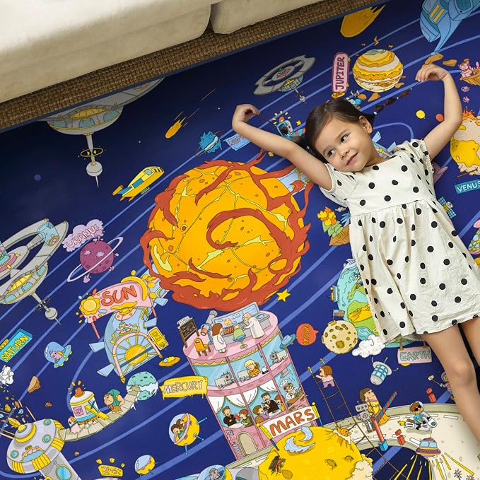 Outer Space Adventure 5x7 Kids Rug – Vibrant Galaxy Scene - Image 6