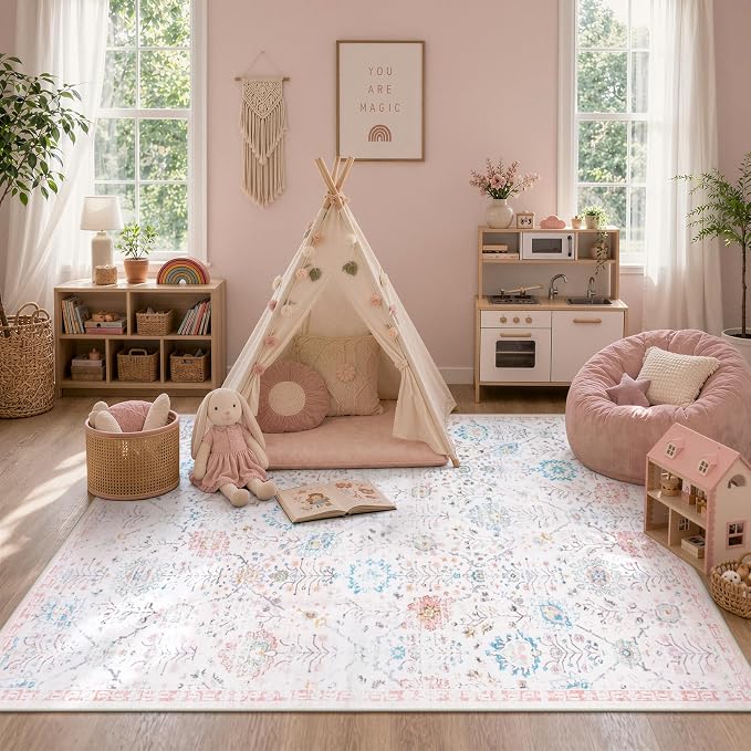 Lahome Flavie Soft Nursery Rug, Washable Area Rugs 5x7 - Image 9