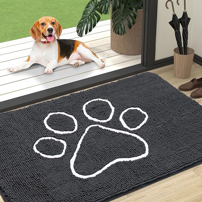 OLANLY Dog Door Mat for Muddy Paws 47x32, Paw Print Design, Absorbs Moisture by OLANLY
