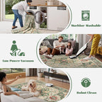 Area Rug 8x10 Washable Rug, Vintage Boho Medallion Rugs Non-Slip Soft Low Pile - Image 5