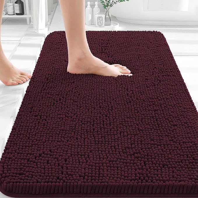 OLANLY Bathroom Rugs 35x24, Extra Soft Absorbent Chenille Bath Rugs, Rubber by OLANLY
