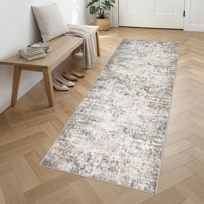 Washable Area Rug 3x10 Entryway Rug: Washable Modern Abstract Soft Thin Rug - Image 3