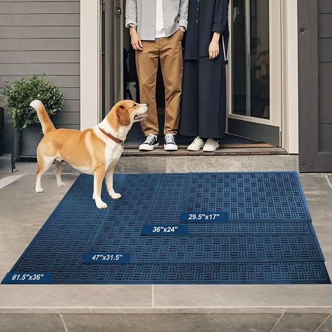 Mibao Front Door Mat Outdoor Entrance, Waterproof Dirt Trapper Doormat - Image 2