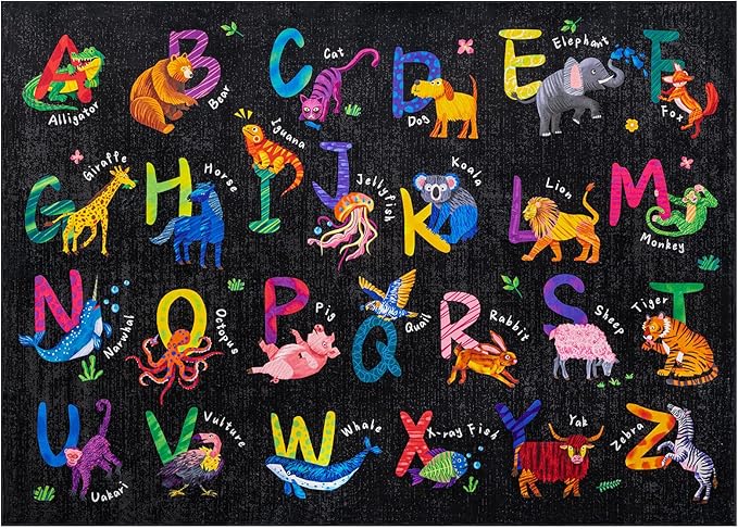 3x5 ABC Classroom Rug for Kids Playroom, Alphabet Rug - Image 4