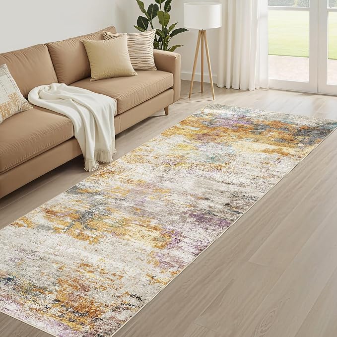 Runner Rug Kitchen Washable Rugs: 3x10 Non-Slip Abstract Soft Modern Stain - Image 8