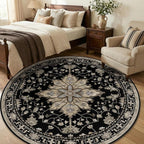 RELEANY Area Rugs Round 6ft Washable Non-Slip, Floral Vintage Distress - Image 3