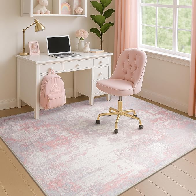 RELEANY Washable Area Rugs 4'x5' Non-Slip Modern Abstract Soft - Image 3
