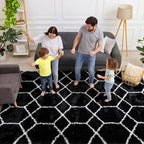 ONASAR 5x7 Area Rugs for Living Room Bedroom, Fluffy Black and White Rug - Image 3