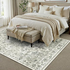 9x12 Neutral Area Rug Green Vintage Living Room Bedroom Washable Carpet - Image 2